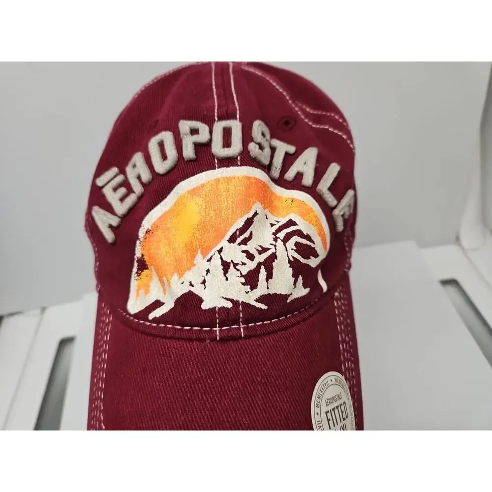 Aeropostale Distressed Hat Sz L/XL Baseball Ball Cap burgundy Gorpcore
